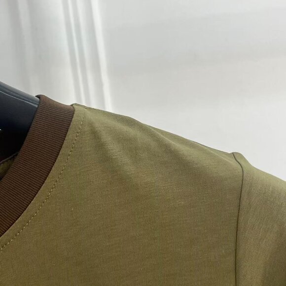 Miu Miu Olive Green Color-Blocked Flocked Logo Short-Sleeve T-Shirt, Size S - Picture 9 of 9